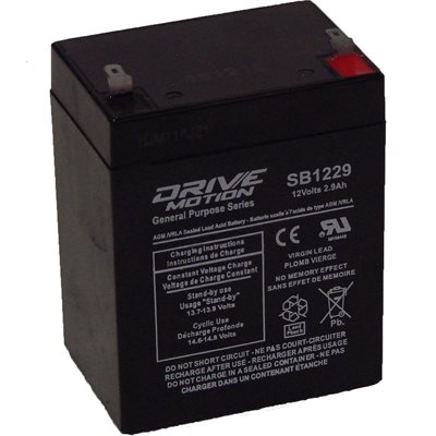DriveMotion SLA 12 volts 2.9Ah Term. 3 / 16 DriveMotion SLA 12 volts 2.9Ah Term. 3 / 16