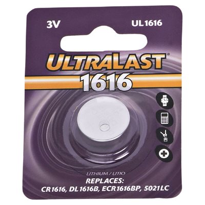 Ultralast pile bouton CR1616 Ultralast pile bouton CR1616