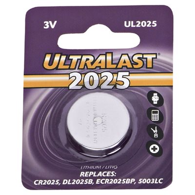Ultralast pile bouton Lithium CR2025 Ultralast pile bouton Lithium CR2025